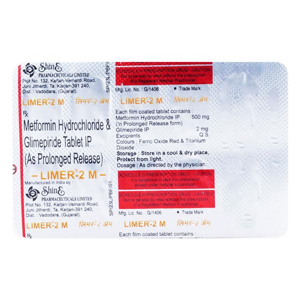 Limer M 2mg/500mg Tablet 10'S