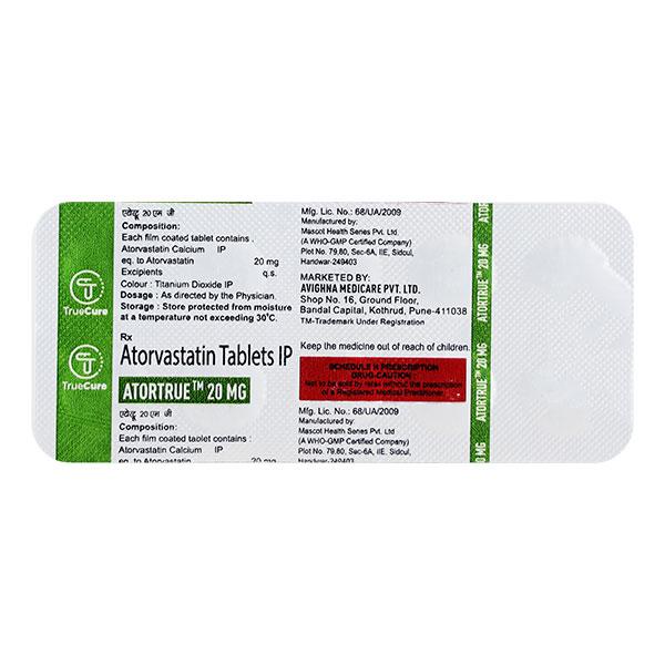 ATORTRUE 20mg Tablet 10's Price, Uses, Side effects, Substitutes | Netmeds
