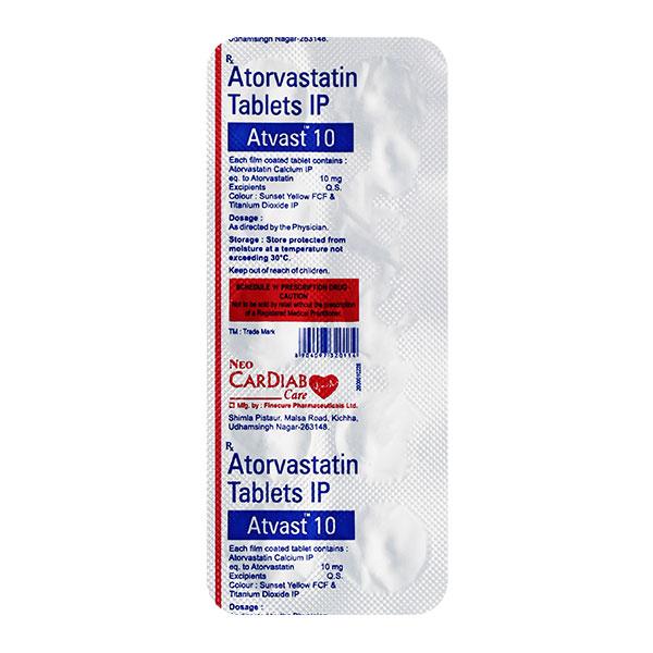 ATVAST 10mg Tablet 10's Price, Uses, Side effects, Substitutes | Netmeds