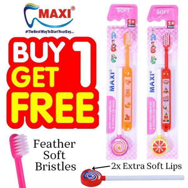 MAXI ABC Baby Toothbrush and Tongue Cleaner - Soft (1 Get 1 Free) 1's ...