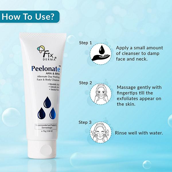 Fixderma Mandelic Acid + Salicylic Acid Face Wash, Peelonate Aha and Bha Face & body Cleanser 75gm 75 gm