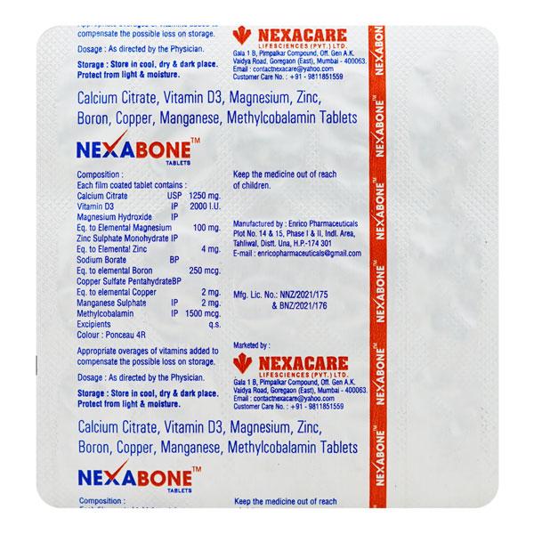 NEXABONE Tablet 15's Price, Uses, Side effects, Substitutes | Netmeds