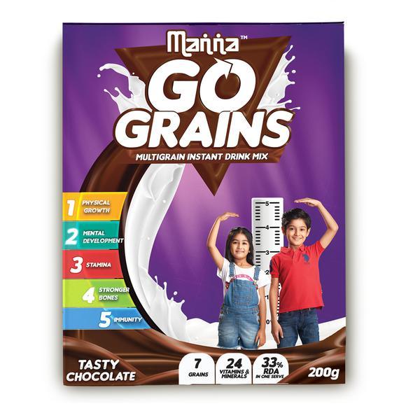 Buy Manna Go Grains Multigrain Instant Drink Mix For Kids Chocolate ...