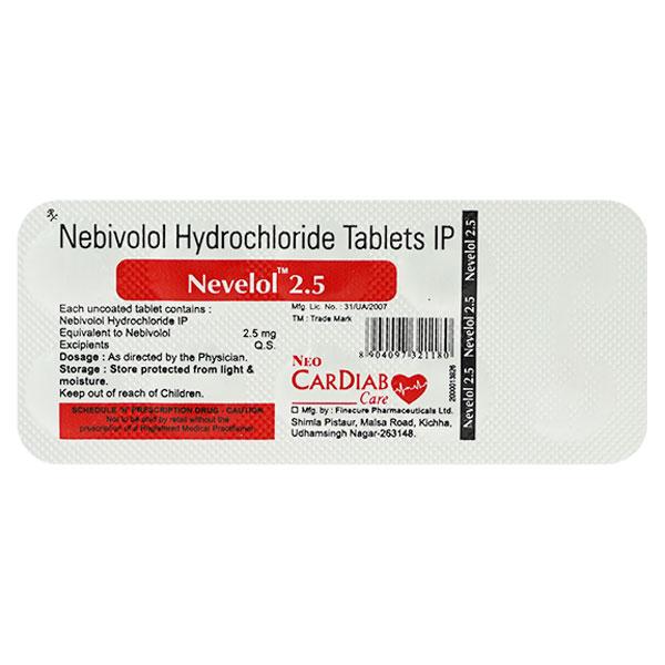Buy NEVELOL 2.5mg Tablet 10's Online at Upto 25% OFF | Netmeds