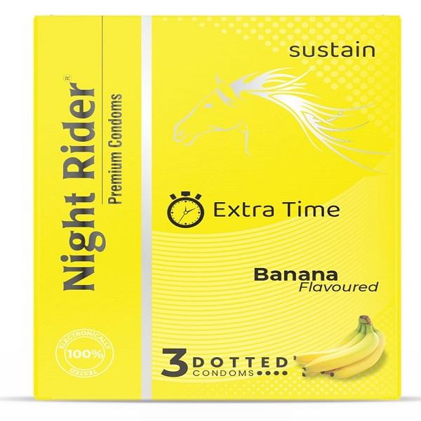 Buy Night Rider Extra Time Super Dotted Premium Condoms - Banana 3's ...