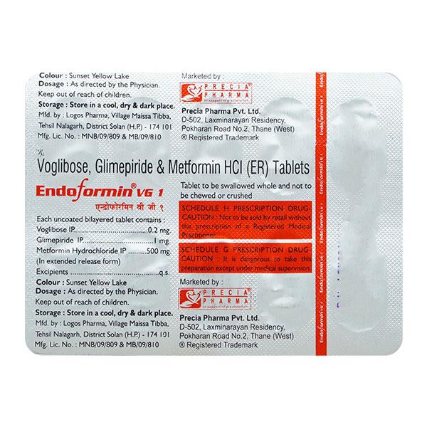 ENDOFORMIN VG 1/500/0.2mg Tablet 10's : Price, Uses, Side Effects | Netmeds