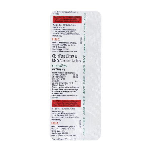 Clofin 25mg Tablet 10'S