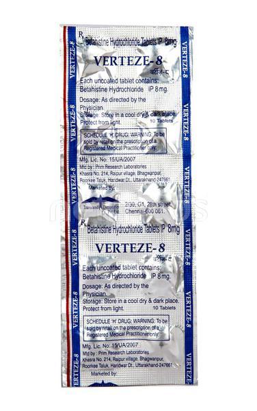 Verteze 8mg Tablet 10'S