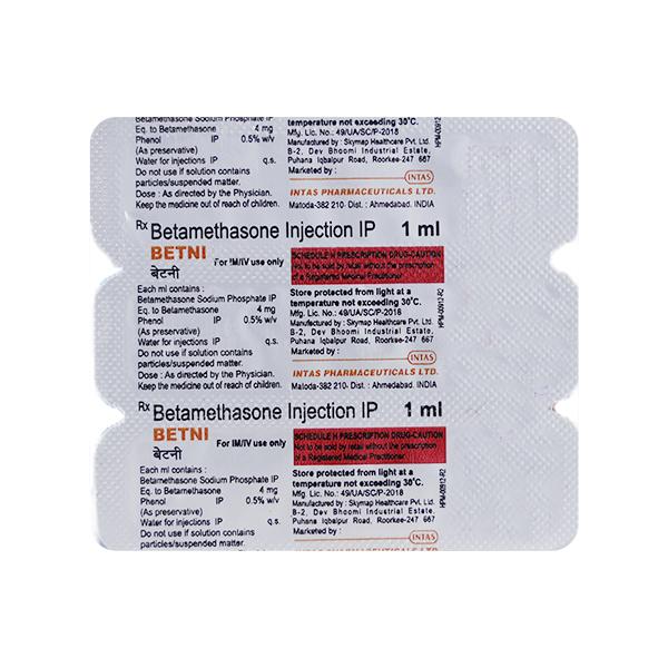 Betni 4mg Injection 1ml Price, Uses, Side effects, Substitutes | Netmeds
