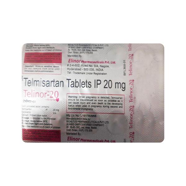 TELINOR 20 Tablet 15's Price, Uses, Side effects, Substitutes | Netmeds