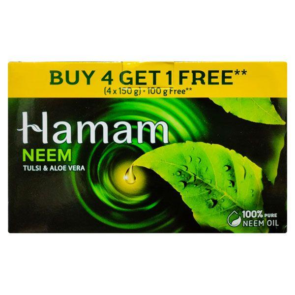 Hamam Neem Tulsi & Aloevera Soap (Buy 4 x 150 gm + Get 1 x 100 gm Free)