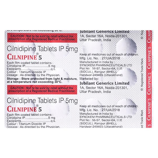 CILNIPINE 5 Tablet 15's Price, Uses, Side effects, Substitutes | Netmeds