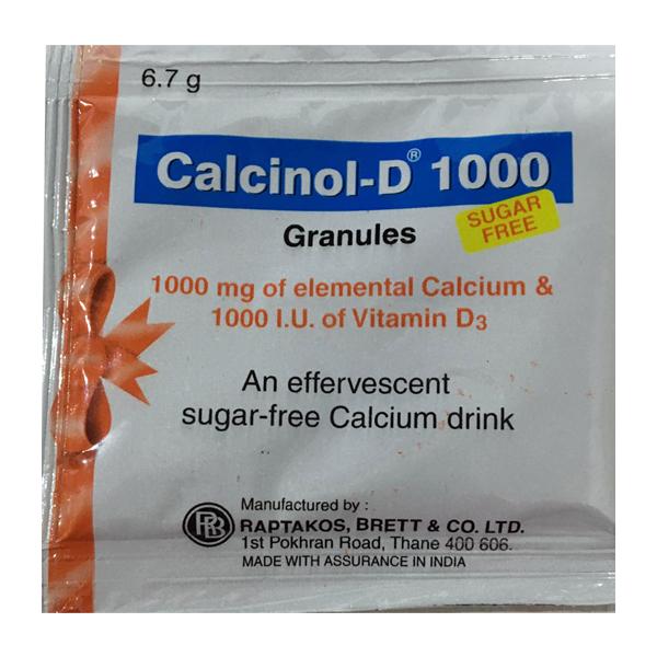Calcinol D 1000 Sugar Free Granules 6.7gm Price, Uses, Side effects ...