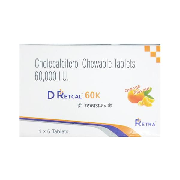 D RETCAL 60K Chewable Tablet 6's Price, Uses, Side effects, Substitutes ...