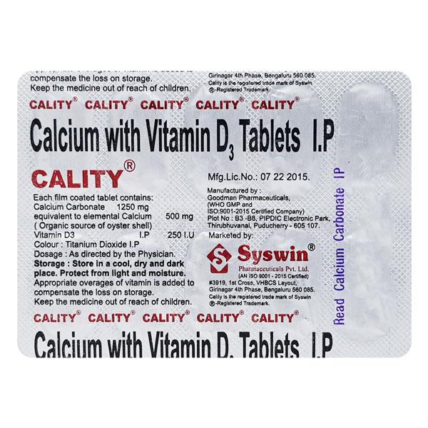 CALITY Tablet 10's Price, Uses, Side effects, Substitutes | Netmeds