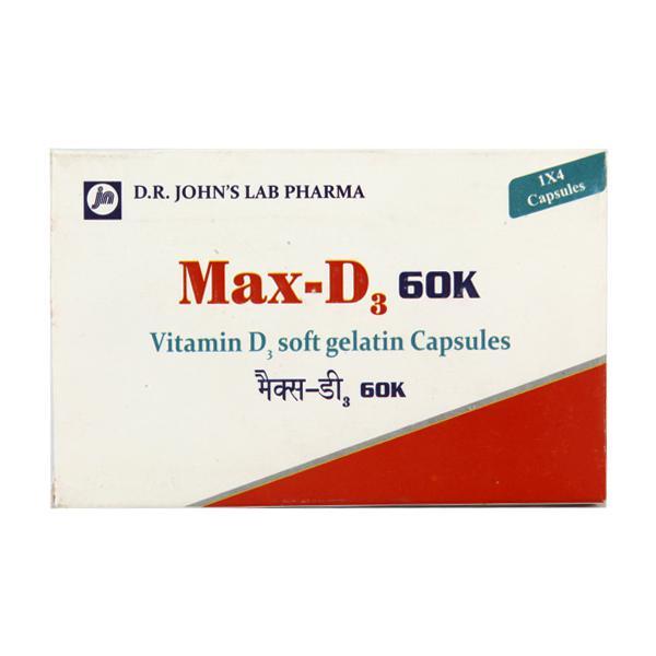 Max D3 60K Capsule 4'S Price, Uses, Side effects | Netmeds