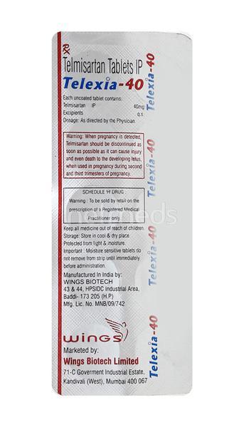 Buy Telexia 40mg Tablet 10'S Online at Upto 25% OFF | Netmeds