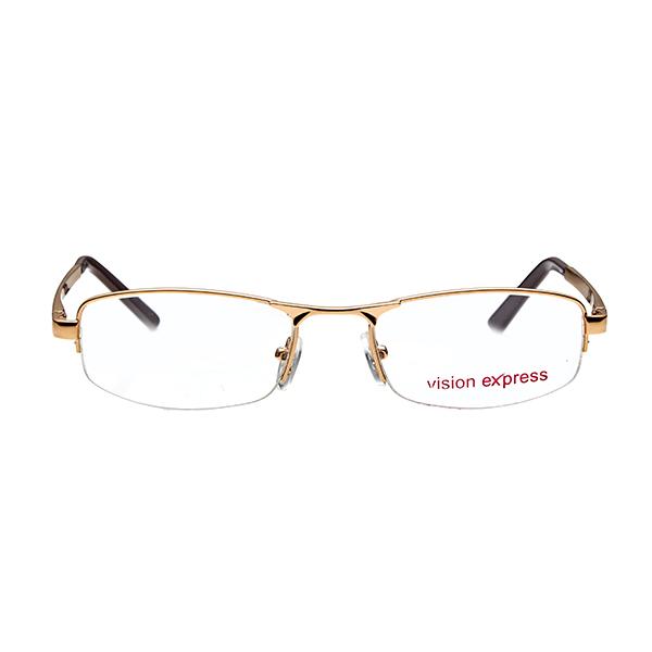 Buy Vision Express 12004 Gold Rectangle Eyeglasses (Including Anti ...