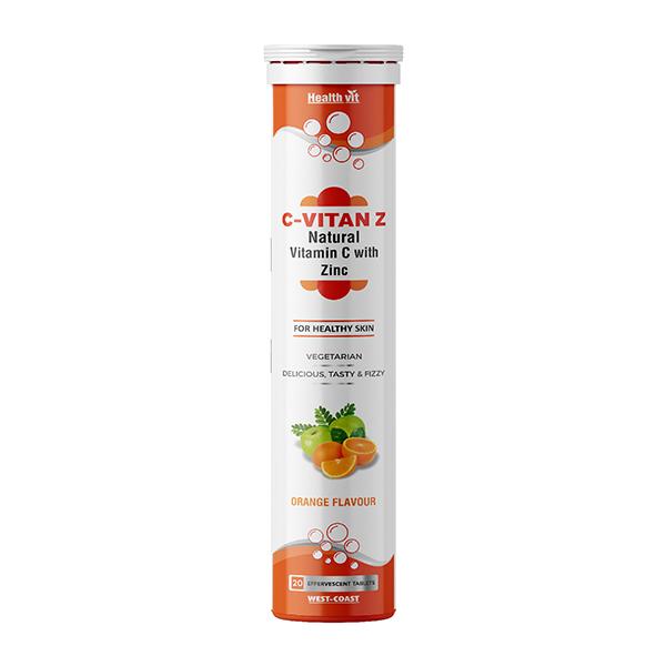 Buy Healthvit C-Vitan Z Natural Vitamin C with Zinc Effervescent Tablet ...