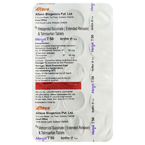 Buy METPIL T 50 Tablet 15's Online at Upto 25% OFF | Netmeds
