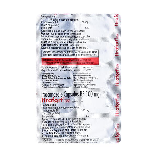 ITRAFORT 100 Capsule 10's Price, Uses, Side effects, Substitutes | Netmeds