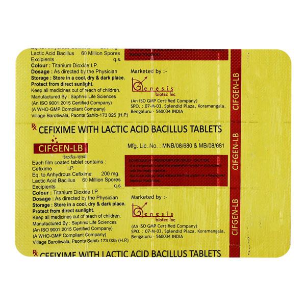 CIFGEN 200 LB Tablet 10's Price, Uses, Side effects, Substitutes | Netmeds