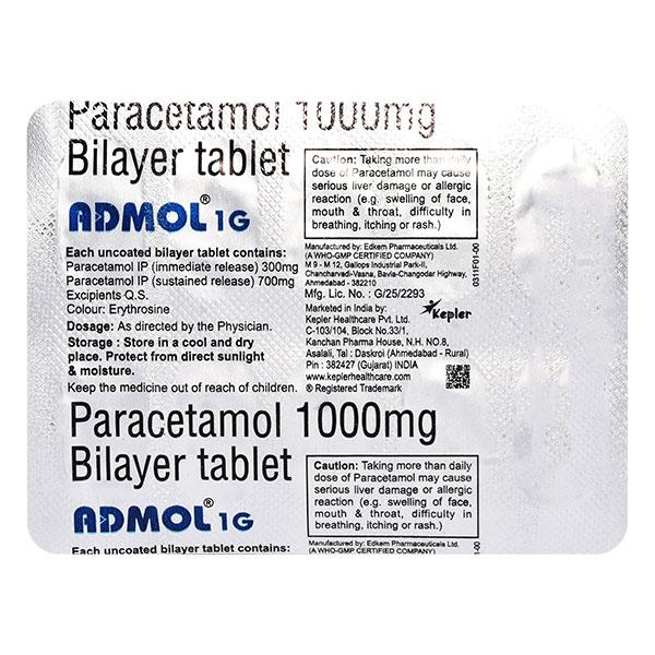 ADMOL 1gm Tablet 10's Price, Uses, Side effects, Substitutes | Netmeds