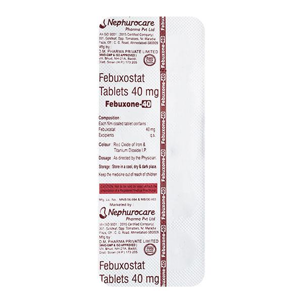 FEBUXONE 40mg Tablet 10's Price, Uses, Side effects, Substitutes | Netmeds