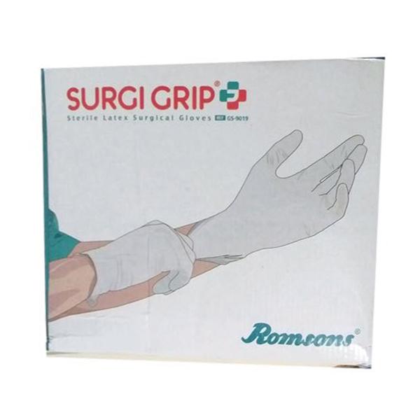 Romsons Surgi Grip Plus+ Disposable Surgical Powder Gloves (Size 7.5 ...