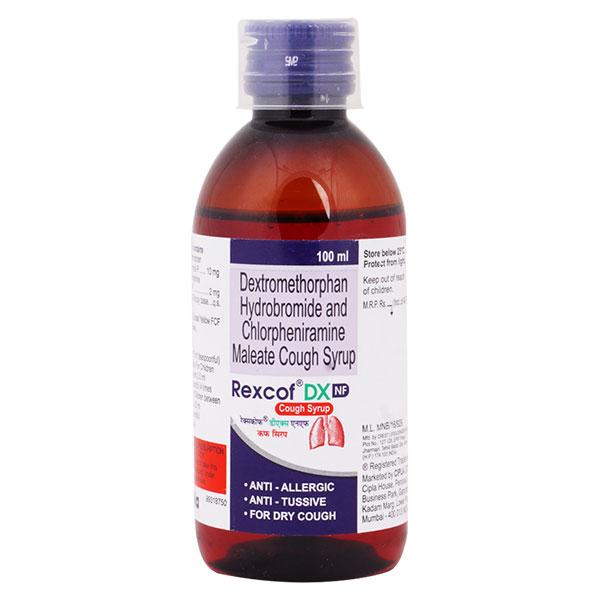 REXCOF DX NF COUGH Syrup 100ml Price, Uses, Side effects, Substitutes ...