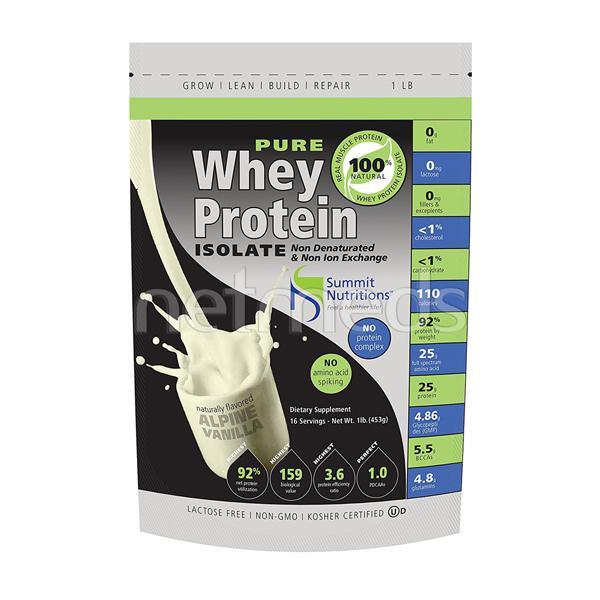 Summit Nutrition Pure Whey Protein Isolate Powder - Alpine Vanilla 1 lb ...