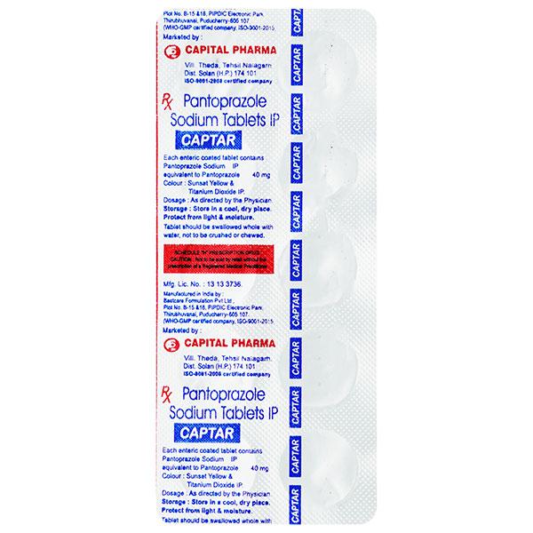 Captar 40mg Tablet 10'S : Uses, Side Effects, Price | Netmeds