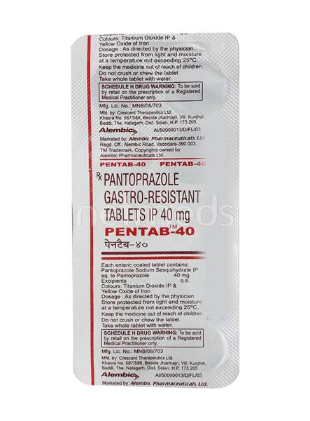 Pentab 40mg Tablet 10'S