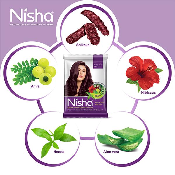Buy Nisha Henna Hair Color Pouch - Burgundy Red 15 gm Online