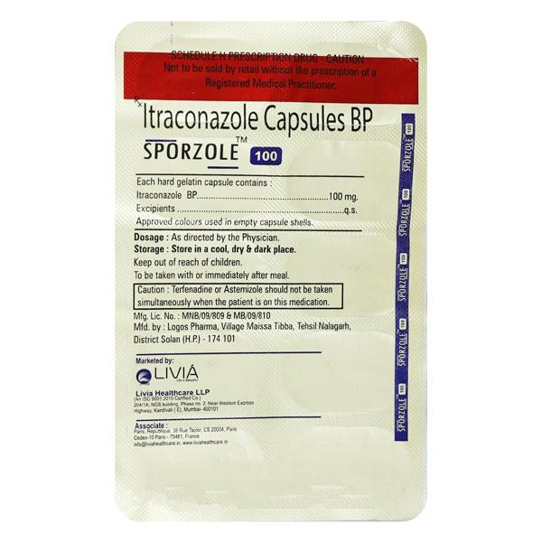 SPORZOLE 100 Capsule 10's Price, Uses, Side effects, Substitutes | Netmeds