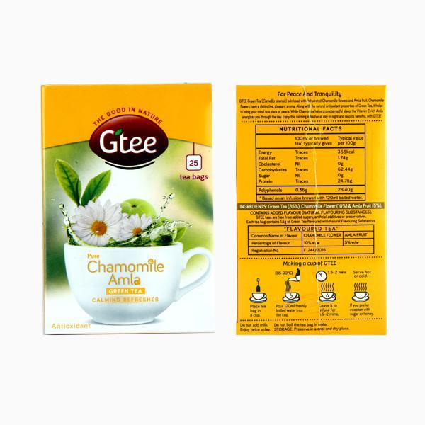 Buy GTEE Green Tea Bags - Chamomile Flower & Amla 25's Online at ...