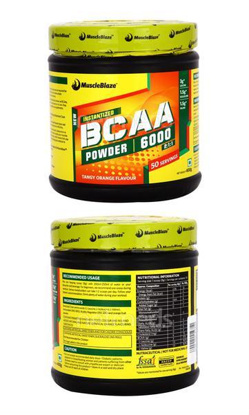 MuscleBlaze BCAA 6000 Powder - Tangy Orange 400 gm online at best price ...