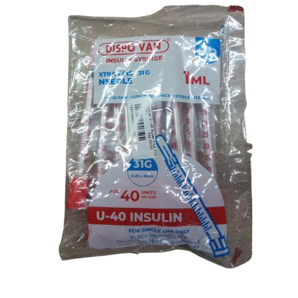 Dispovan U-40 xtra Fine 31G Insulin Syringe 1 ml 10's Online at ...