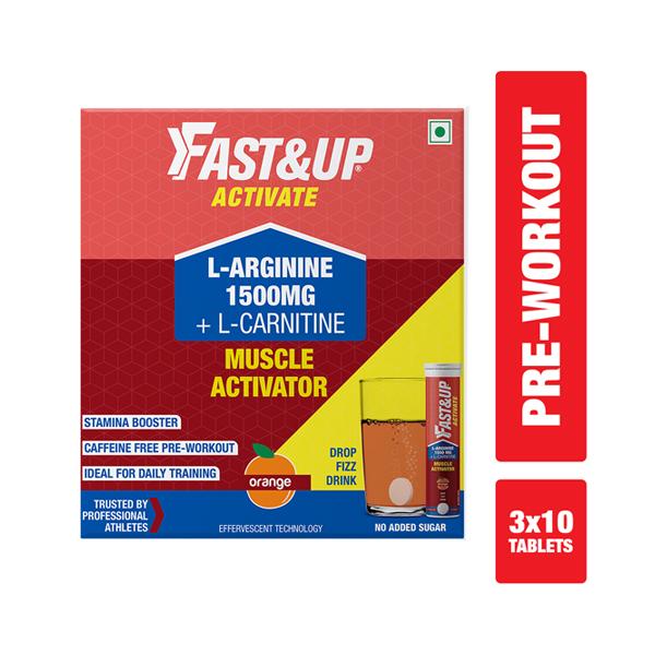 Fast&Up Activate Pre Workout Tablet - Orange Flavor (Pack of 3 x 10's ...