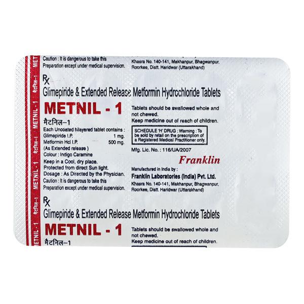 Buy METNIL 1 Tablet 10's Online at Upto 25% OFF | Netmeds
