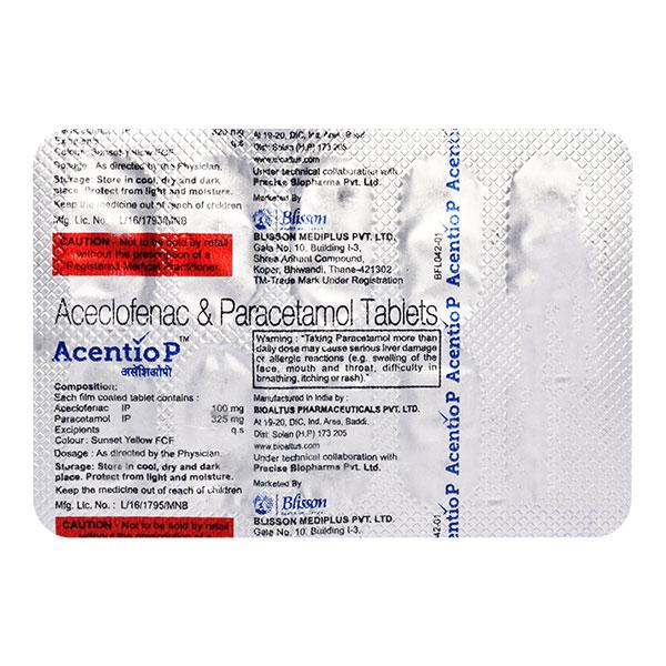 Buy ACENTIO P 325mg Tablet 10's Online at Upto 25% OFF | Netmeds