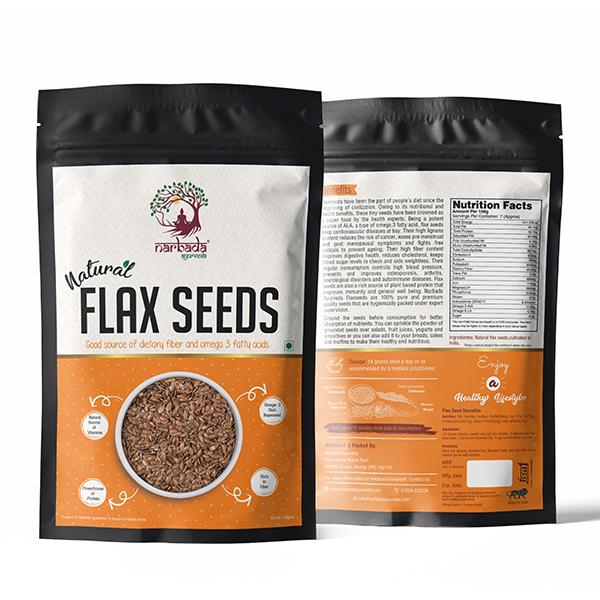 Narbada Ayurveda Natural Flax Seeds (Pack of 4 x 100 gm)