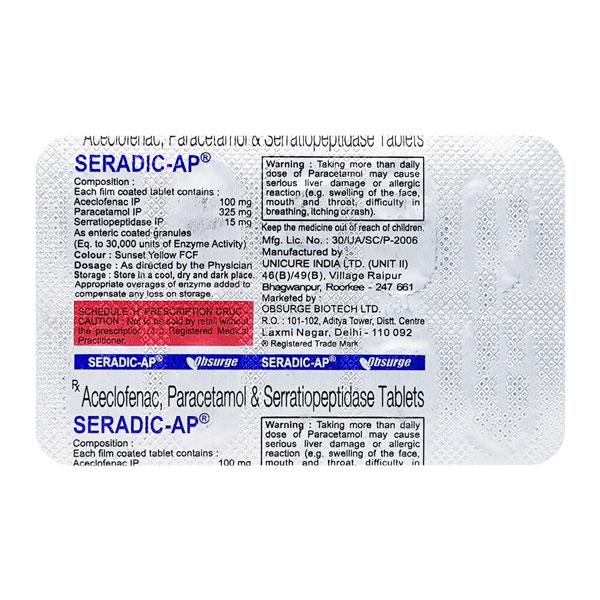 Seradic AP Tablet 10'S Price, Uses, Side effects, Substitutes | Netmeds