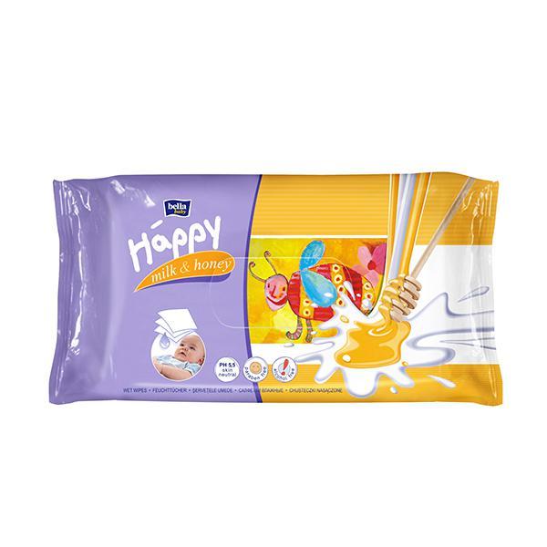 Bella Baby Happy Wet Wipes Milk Honey 64's
