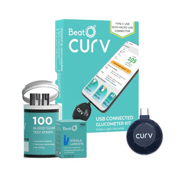 Buy BeatO Curv Glucometer Kit (USB Connected Glucometer 1's + Blood ...