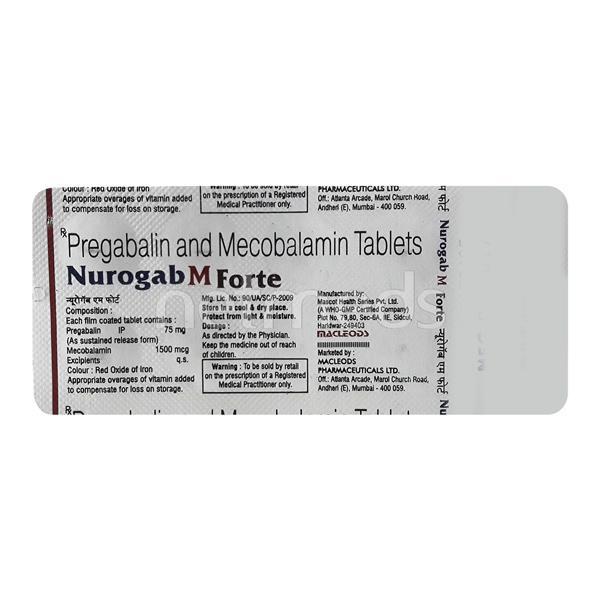 Nurogab M Forte 75/1500mg Tablet 10'S Price, Uses, Side effects | Netmeds
