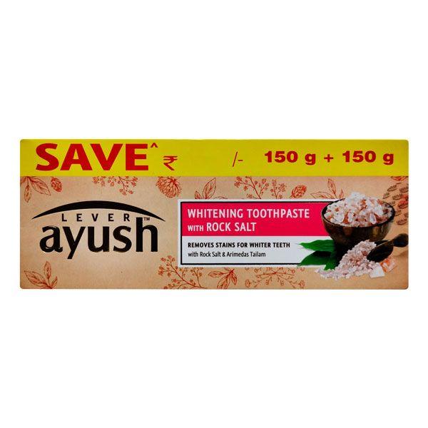 Buy Lever Ayush Whitening Rock Salt Toothpaste (Pack of 2 x 150 gm ...