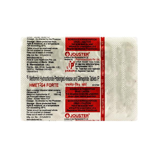 Hmet G Forte 4Mg Tablet 10's : Price, Uses, Side Effects | Netmeds