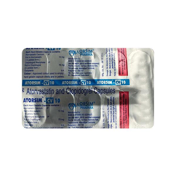 ATORSIM CV 10 Capsule 10's Price, Uses, Side effects, Substitutes | Netmeds