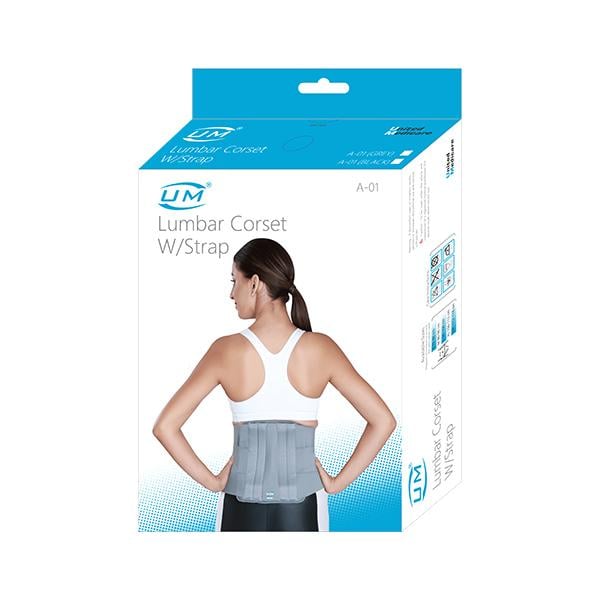 UM Lumbar Corset with Strap (A01) (XXL) Lower Back Support and